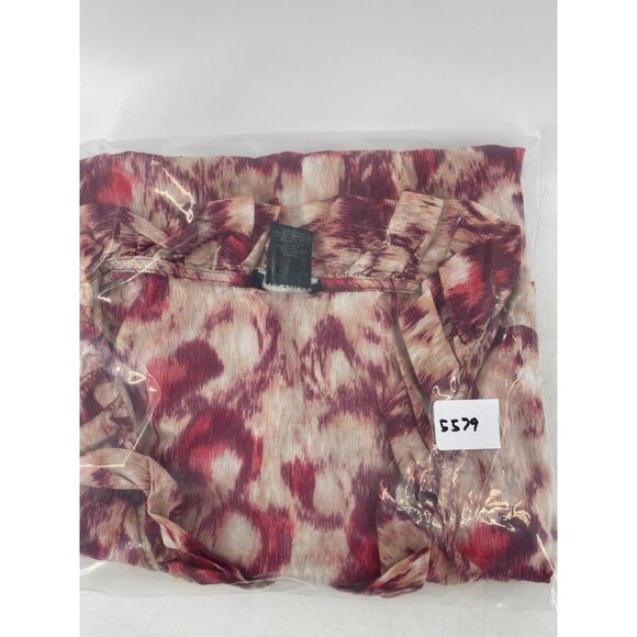 Ann Taylor Women's Mottled Pink Sleeveless Ruffle V Neck Top Blouse Size 18 - Picture 10 of 10